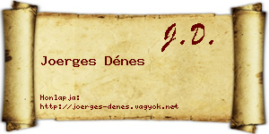 Joerges Dénes névjegykártya